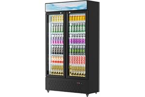 LCEKY Beverage Cooler Commercial Refrigerator 30.3 Cu.Ft. Glass Door Display Refrigerator with LED Light, 10 Shelves, Display Commercial Beverage Refrigeratorfor Restaurant Cafe Bar Store (30.3 Cu.Ft.)