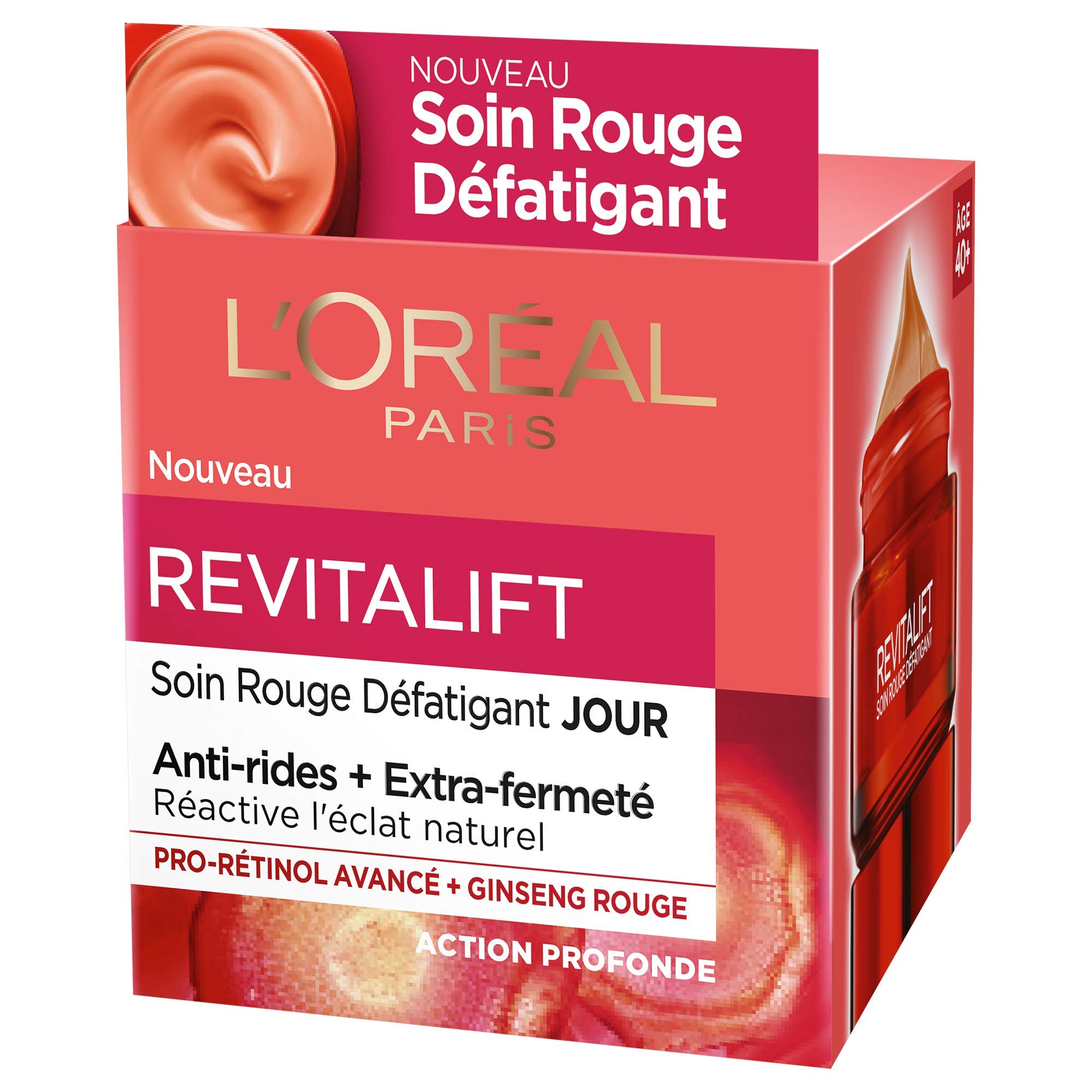 L'Oréal Paris - Revitalift - Red Fatigue & Energy Care - Anti-Wrinkle & Extra Fermet - Enriched with Pro-Retinol and Red Ginseng - For All Skin Types - 50ml