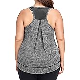 COOTRY Plus Size Workout Tops for Women Racerback Tank Tops Athletic Gym Yoga Clothes Loose fit