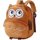HAHASHOW Toddler Backpacks for Boys Girls 2-4, Cute Plush Animal Cartoon Kids Backpack for Daycare Kindergarten Preschool Travel Brown Owl