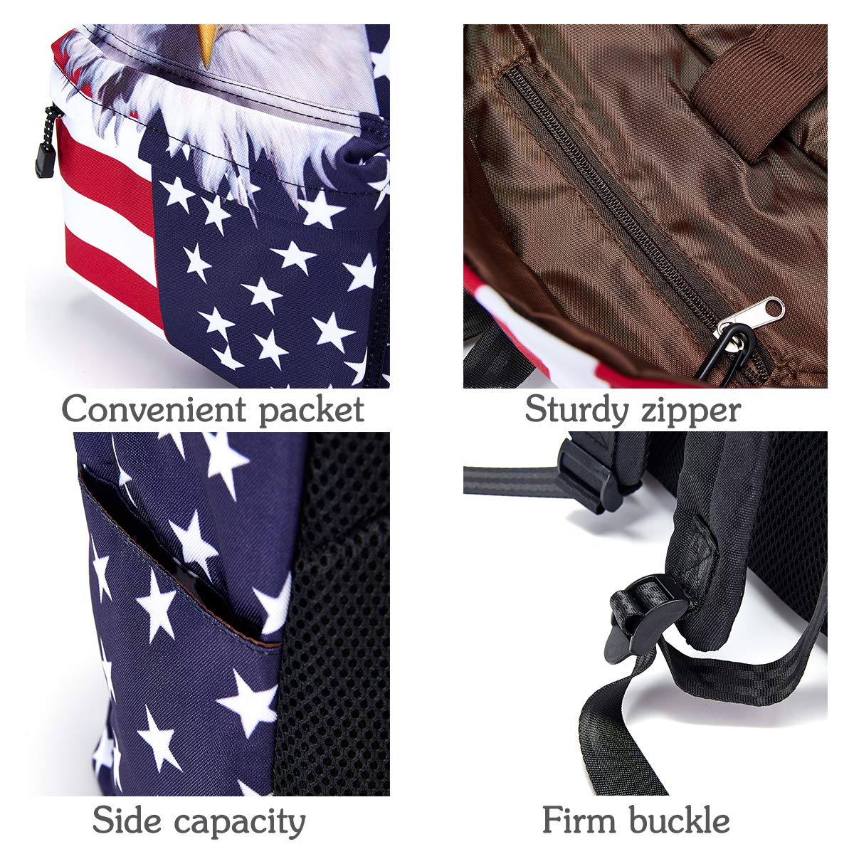 Kids American Eagle Flag Backpack Hiking Backpack Daypack for Outdoor Camping