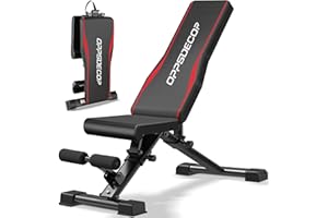 OPPSDECOR Adjustable Weight Bench for Full Body Workout Foldable Bench Press Bench for Home Gym Strength Training Incline Decline Flat Utility Workout Bench with 90% Free Assembly & Fast Adjustment(US STOCK)