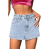 Jumppmile Womens Summer Denim Skorts Mini Jean Skirts with Shorts Skort Casual High Stretch