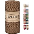 Likeecords 100% Cotton Crochet Bag Cord 2mm 170m Macrame Cord 2mm Crochet Thread Macrame Rope Gift for Knitter (Brown)