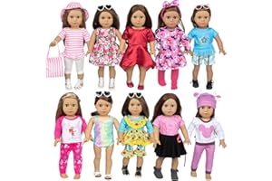BDDOLL 23 Pcs 18 Inch Girl Doll Clothes and Accessories for 18 Inch Doll Dress with Our Generation Dolls Including 10 Complete Sets of Clothing Outfits