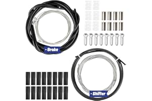 RAINFLOW 44PCS Bike Brake Cable Kit - Universal Bike Shifter Cable Housing Bicycle Brakes Cable Bike Parts Derailleur Cable Variable Speed Cable Set With Housing, Ferrules, O-Rings Bike Cable End Caps