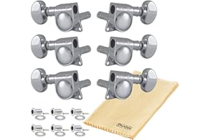 Grover 406C Locking Rotomatics Guitar Tuners, Tuning Machines Set 3+3 18:1 Chrome Mid-Size "Mini" Tuning Keys with Tonebird Dunlop Polish Cloth Bundle Tuner Heads with Small Kidney Button