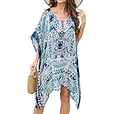 Moss Rose Women's Swimsuit Cover up Beach Kaftan for Bathing Suit with Floral Pattern