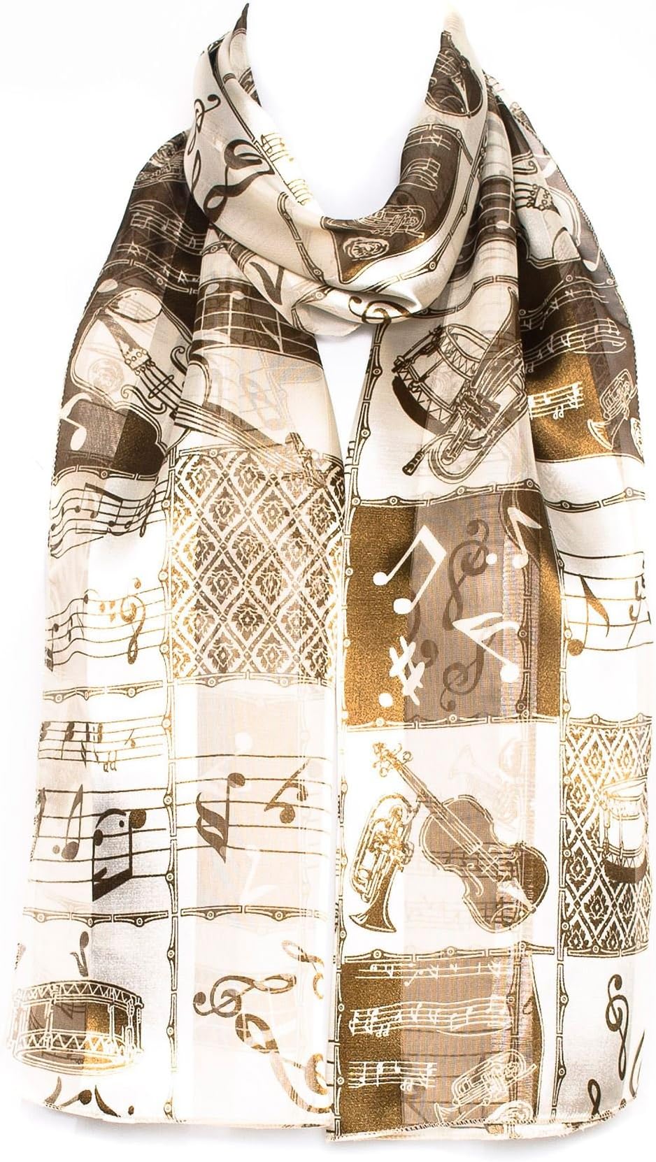 Ladies Women Girls Stripe Musical Instruments/Notes Scarve/Scarf/Shawl New