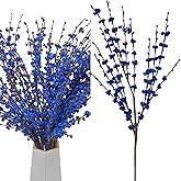 Wootkey 5 Pcs 29.5" Long Jasmine Artificial Blue Flowers Fake Jasmine Flowers Bouquet Stem for DIY Floral Art Plant Home Office Wedding Table Centerpieces Party Vase Decoration
