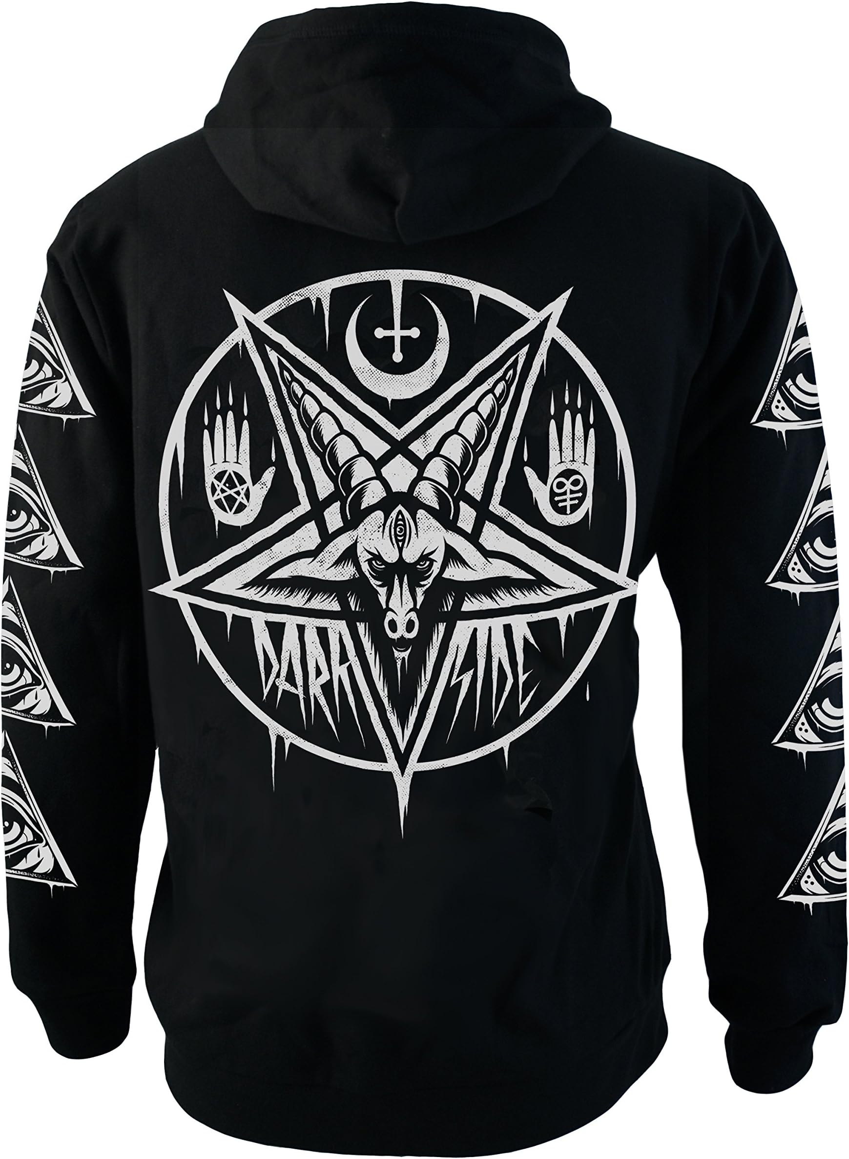 Pentagram Baphomet Genuine Darkside Fleece Zip Up Sweater Hoodie Nu Goth Occult Hooded Top
