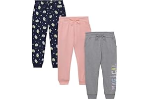 BTween Kids Girl's Fashion Stretch Waist Ultra Soft Jogger Pants Set - 3 Pack Bundle