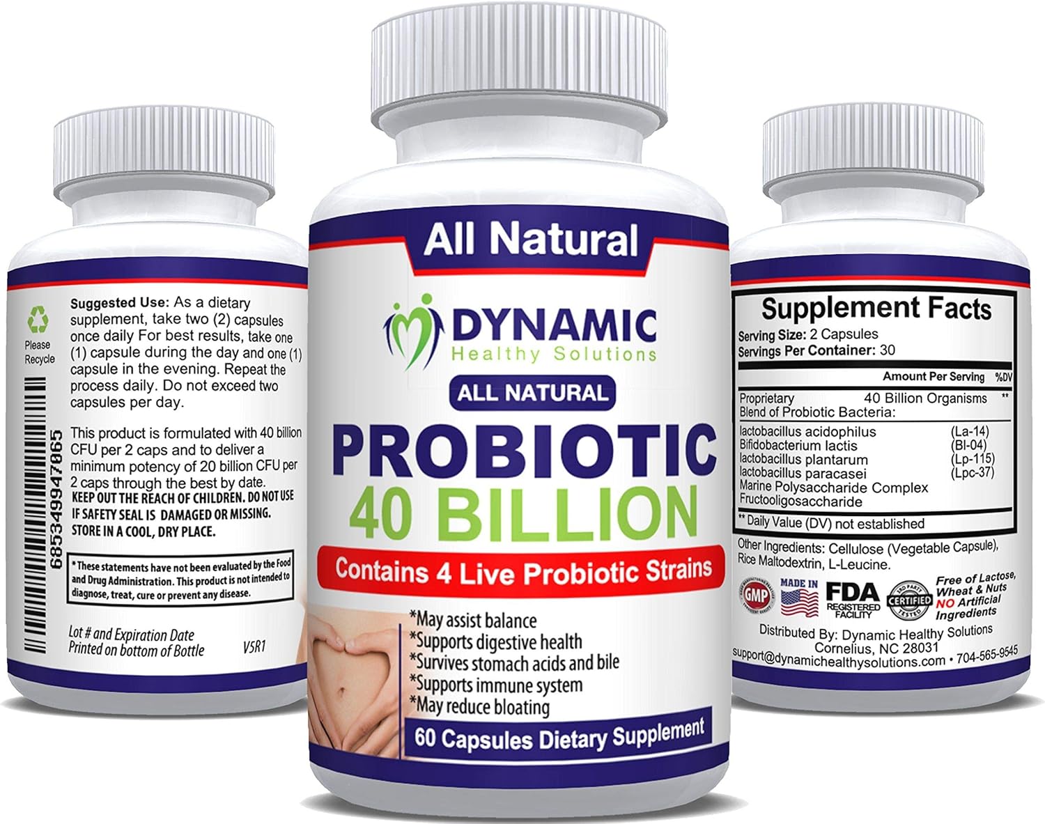 Amazon Com Probiotic 4 Strain Blend Lactobacillus Acidophilus La 14 Plantarum Lp 115 And Paracasei Lpc 37 With Bifidobacterium Lactis Bl 04 60 Capsules Health Personal Care