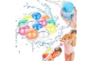 VANNOKOR Reusable Water Balloons 12 Pcs, Silicone Water Ball Magnetic Self-Sealing Easy Quick Fill, Outdoor Water Toys for Kids Adults, Pool Beach Bath Water Balls Toys, Summer Fun Party Supplies