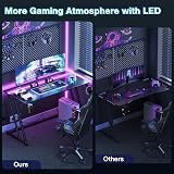 ODK Gaming Desk with LED Lights Carbon Fiber Black 100 cm view 7