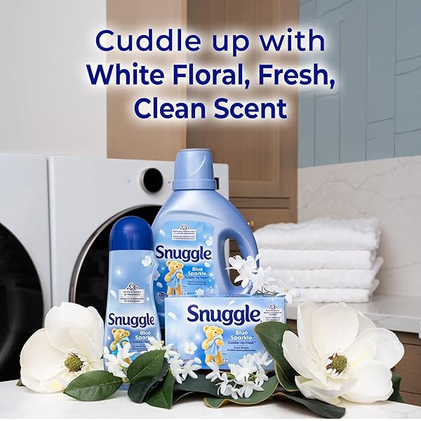 SNUGGLE FABRIC SOFTENER DRYER SHEETS, BLUE SPARKLE CUDDLE-UP FRESH, 230 CT, LONG-LASTING FRESH & CLEAN SCENT, SOFTENS FABRIC, REDUCES STATIC, FIGHTS WRINKLES, HELPS REPEL LINT & PET HAIR, HE SAFE
