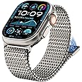 WINGLE Milanese Loop for Apple Watch Band Ultra 2 Band Ultra 49mm 46mm 45mm 44mm Men Series 10 9 8 7 SE 6 5 4, 24mm Wide Magnetic Metal Mesh Stainless Steel iWatch Apple Watch Bands, Titanium