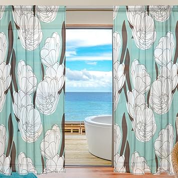 Amazon Com Savsv Window Sheer Curtains Panels Voile Drapes Morden