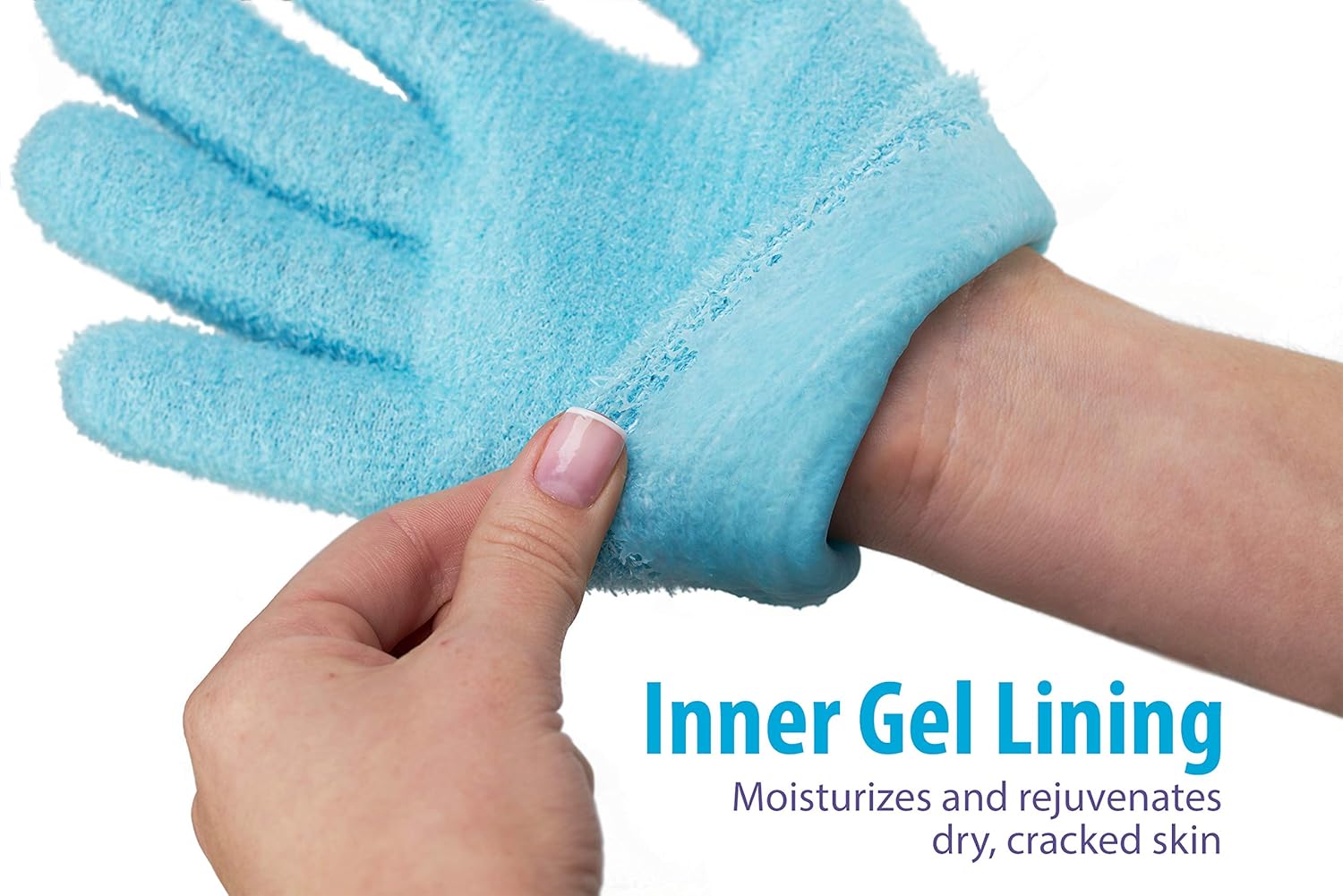 NatraCure Moisturizing Gel Gloves - (For Dry, Cracked Skin, Aging Hands, Cuticles, Eczema, After Hand Washing, Instead of Overnight Sleeping Gloves, Lotion, Cream) - Color: Aqua : Beauty
