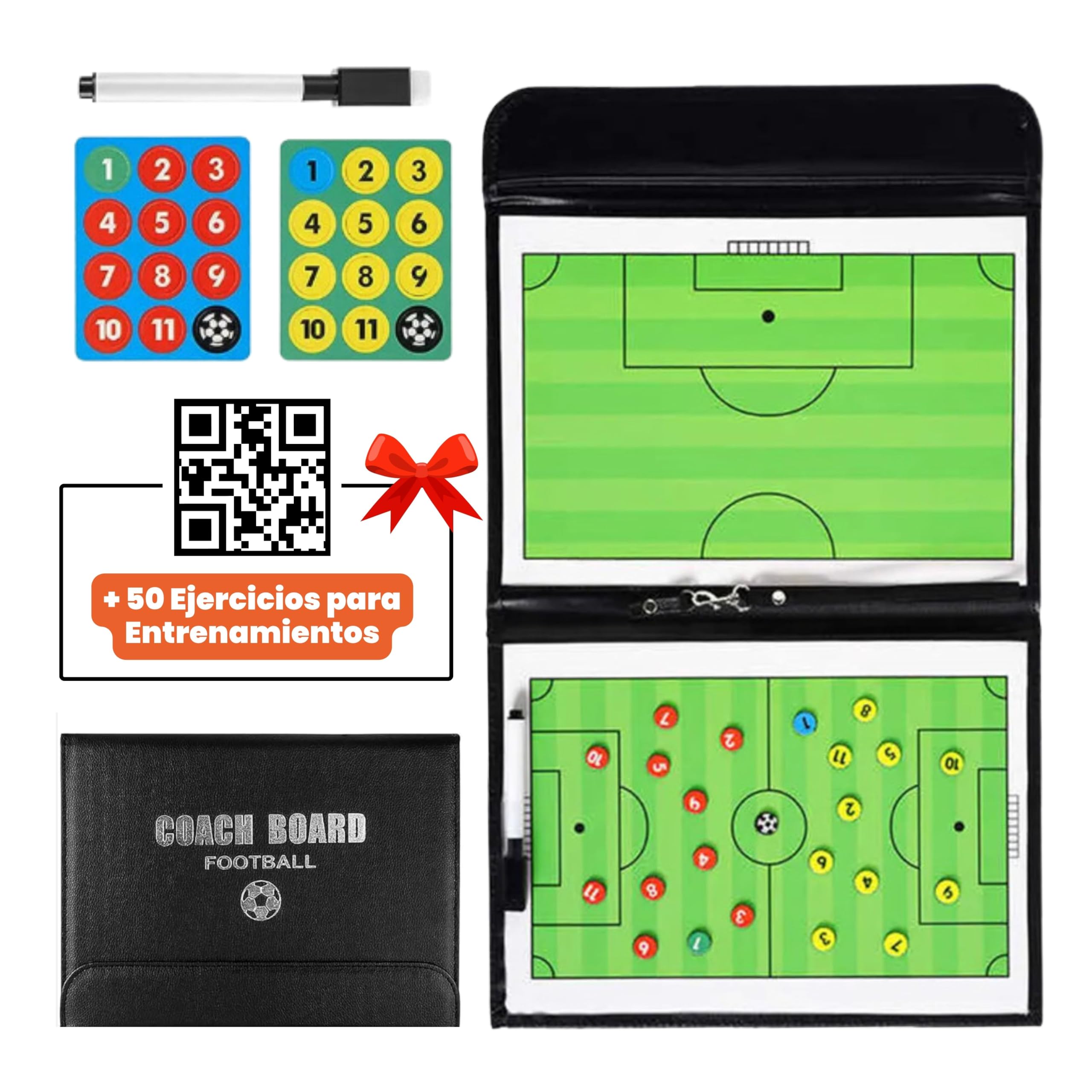 TECET® Football Board for Coach + 50 Exercise Guide | Tactical Board for Football and Futsal | Magnetic Football Board with Magnets Football Coaches