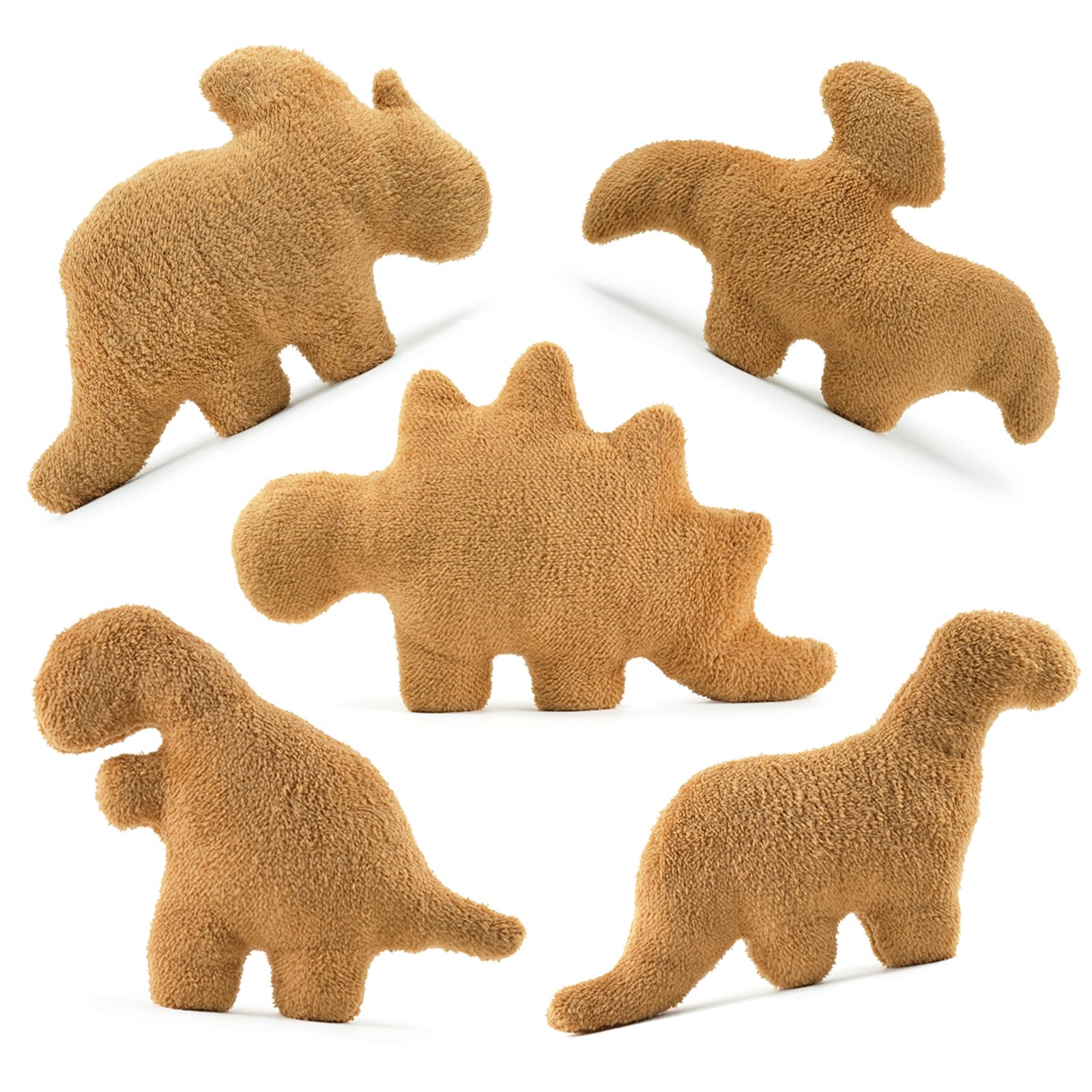 5 Packs Dino Nugget Pillow Set, Funny Chicken Nugget Plushie Birthday Gift, Dino Decorative Throw Pillow for Kids Room Decor, Dinosaur Stuffed Animal Idea Birthday Gift for Teens Kids and Adult