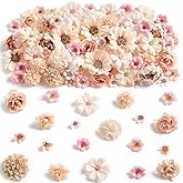 rongflower Faux Flower Heads Mini Champagne Artificial Flower Heads Fake Peony Daisy Rose Flowers Multicolor Small Silk Daisy Flower Heads for Craft Garland Wedding Party DIY Home Decoration,2-4 cm