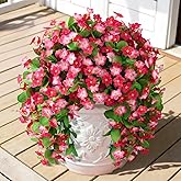 ZFProcess 2 Pack Artificial Hanging Flowers, Fake Flowers Hanging Plant Violet Flower, Artificial Faux Silk Spring Flower for Wall Front Door Yard Garden Wedding Outdoor Decoration(Deep Pink)