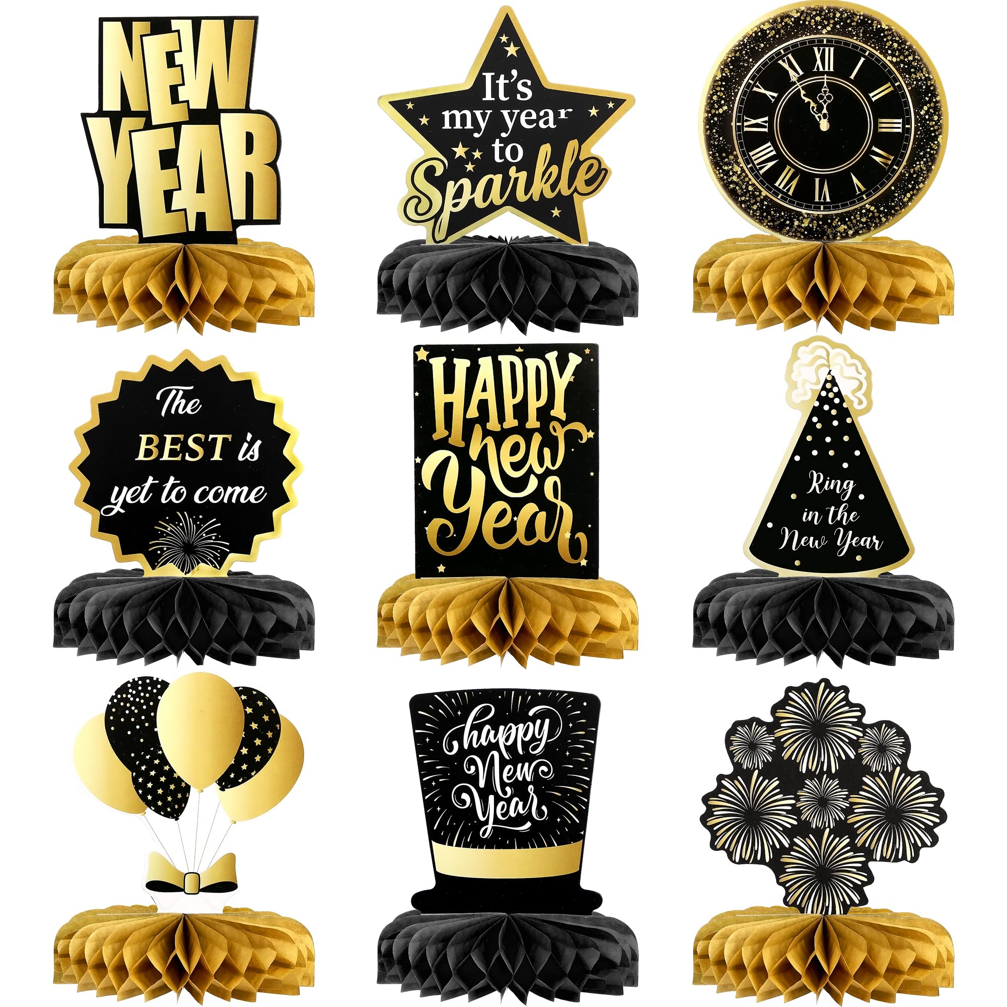 Photo 1 of KatchOn, Huge New Years Centerpieces for Tables - Pack of 9 | New Year Table Decorations 2026 | Happy New Years Decorations 2026 | New Year Eve Party Supplies 2026 | NYE Decorations 2026 for Table