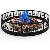 BUKLIYN Fire Pit Ring - 47" L x 9" H Durable Metal Fire Ring | Rustproof Painted Finish, Thickened, Portable Smokeless Firepit Insert for Camping, Backyard Gathering, Picnicking