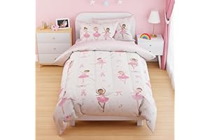 SANDJEST Ballet Duvet Cover Sets Twin Size for Kids Girls, Include 1 Polyester Comforter Cover 68x86 Inches and 1 Pillowcase 20x26 Inches, Comforter Not Included, Gift for Christmas Birthday