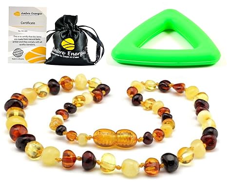 AmberJewellery Bernsteinkette 100% Baltischen Bernstein, Beste Qualität (34-35cm.)