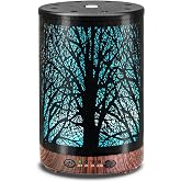 JOYOLO Essential Oil Diffuser 120ML Metal Aromatherapy Diffuser with Timer, Cool Mist Humidifier with Auto Shut-Off &amp; 7 Color Lights for Home Office Spa (Tree)