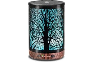JOYOLO Essential Oil Diffuser 120ML Metal Aromatherapy Diffuser, Cool Mist Humidifier with Auto Shut-Off Protection 7 Color Lights for Home Office Spa (Tree)