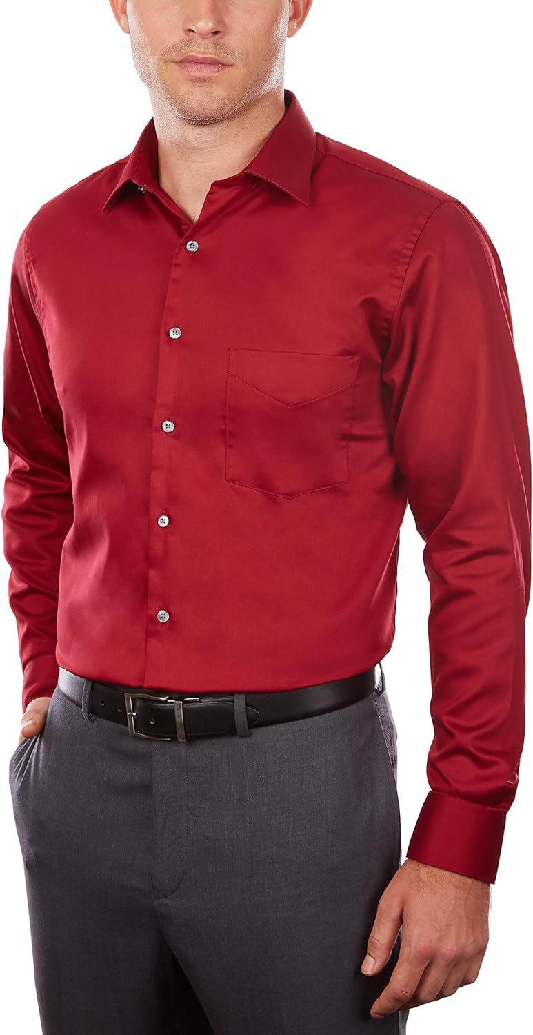 Van Heusen Men's TALL FIT Dress Shirts Lux Sateen Stretch Solid (Big and Tall): Clothing