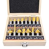 KOWOOD Router Bits Set of 15 Pieces 1/2 Inch