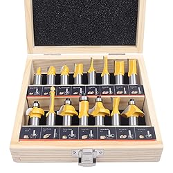 KOWOOD Router Bits Set of 15 Pieces 1/2 Inch
