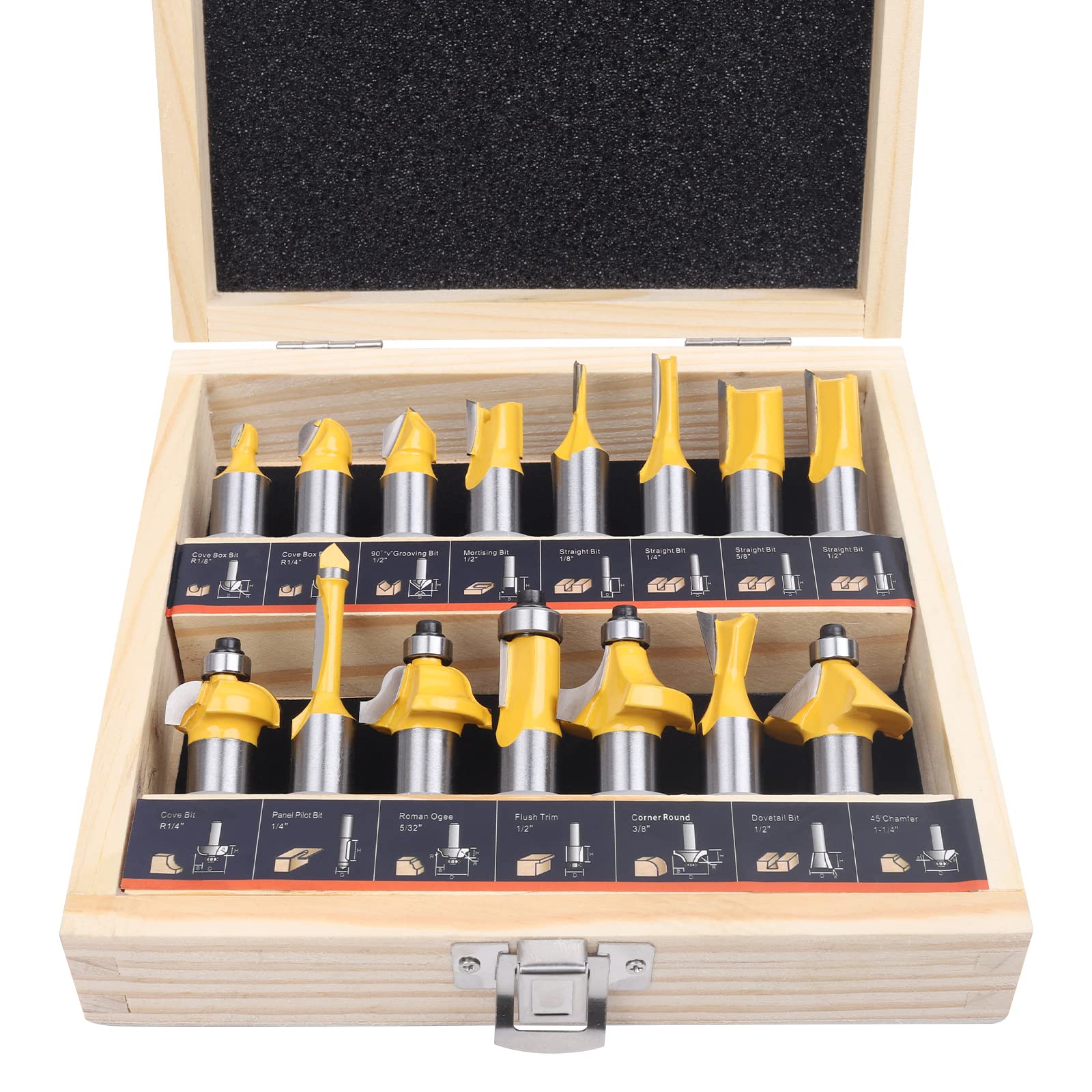 KOWOOD Router Bits Set of 15 Pieces 1/2 Inch