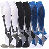 Double Couple 6 Pairs Compression Socks for Men Women 20-30mmhg Knee High Support for Sports Circulation