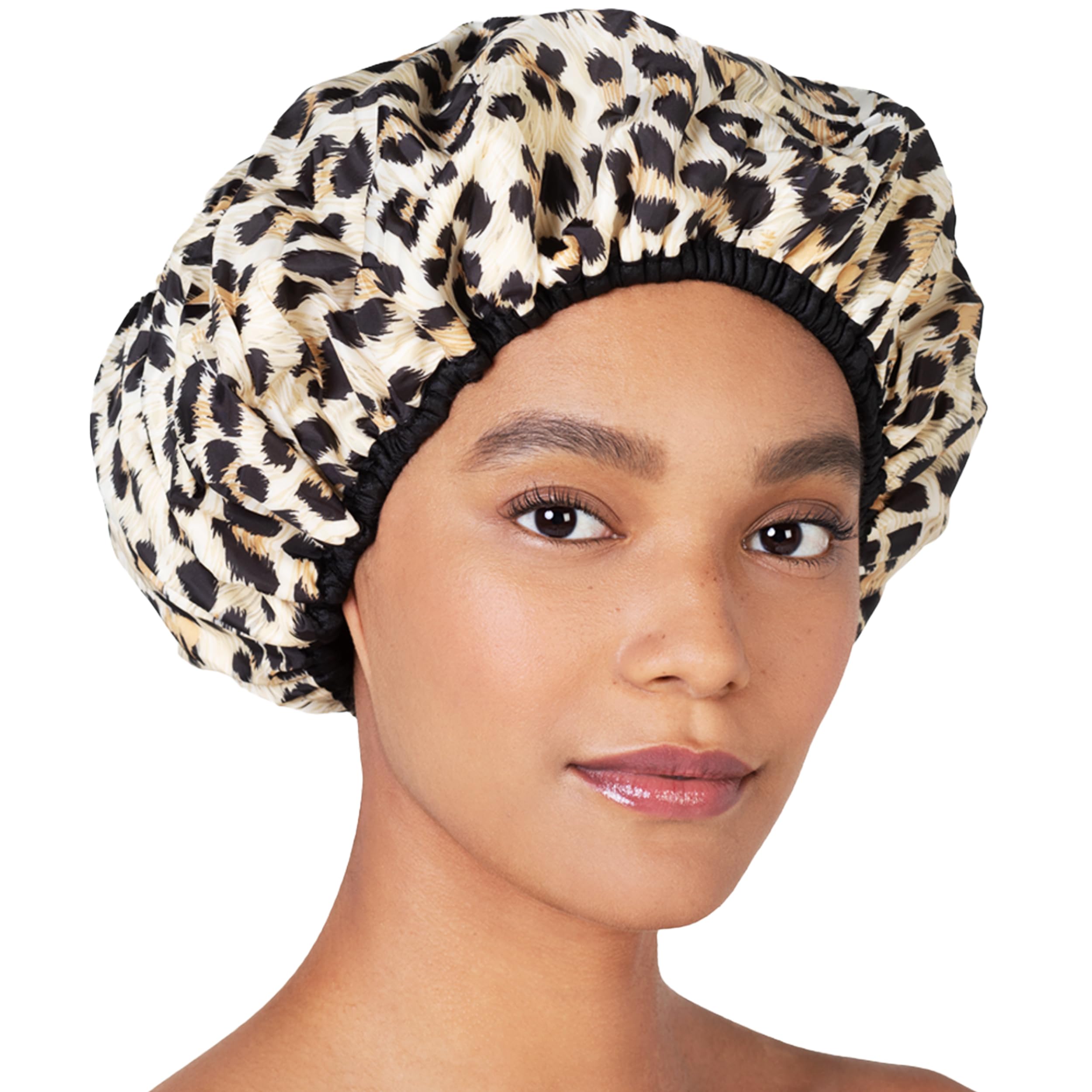 Betty Dain Stylish Design Terry Lined Shower Cap, The Socialite Collection, safari Spots"