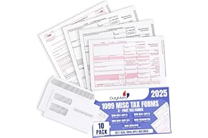 DUTYMARK 1099 Misc Tax Form Set 2025 and Envelopes, Complete Laser Kit for 10 Vendors ~3-Part~ All 1099 Forms with Self-Seal Envelopes, 1099 Misc 2025 Compatible with QuickBooks and Accounting Software