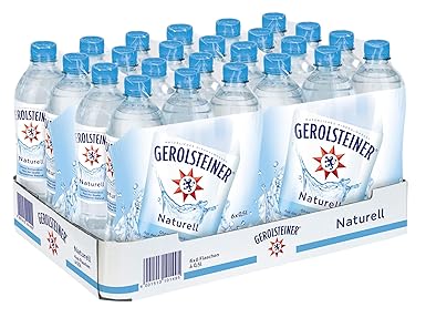 Gerolsteiner Naturell/Natürliches Mineralwasser ohne Kohlensäure/Geeignet für eine natriumarme Ernährung / 24 x 0,5 L PET Ein