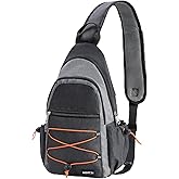 AGPTEK Sling Bag for Men Women, RFID Crossbody Daypack with Water Bottle Holder, Large Capacity EDC Chest Bag for Travel Day Trip Hiking Gym Cycling, Grey