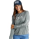 HUK Womens Pursuit Heather Crew Sleeve Shirt, Performance Shirt