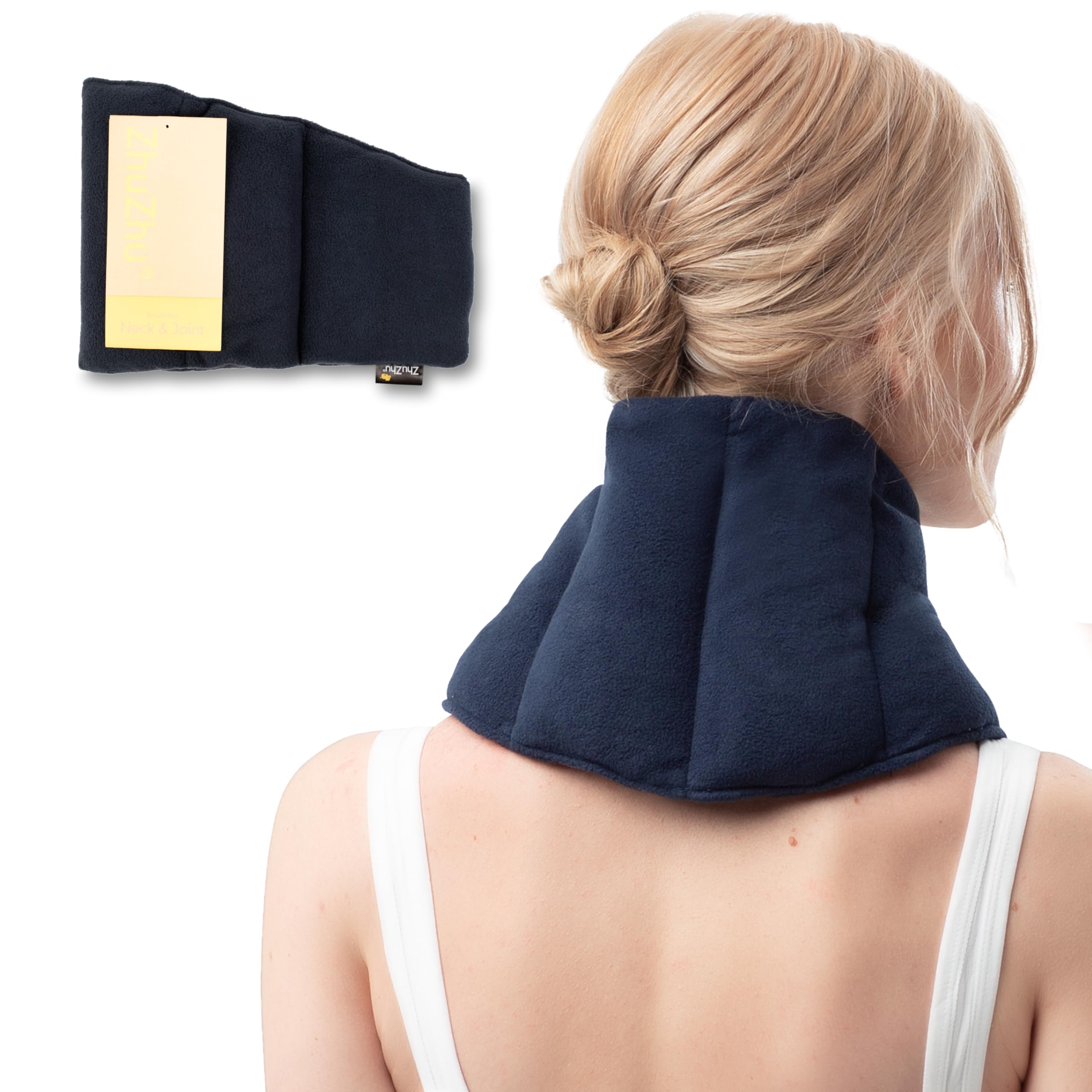 Zhu-Zhu Soothing Neck and Joint Wrap Heat Pad - Unscented Wheat Bags Microwavable with Strap for Muscle Pain Relief Heat Therapy - Neck, Knee, Joint, and Period Pain Relief