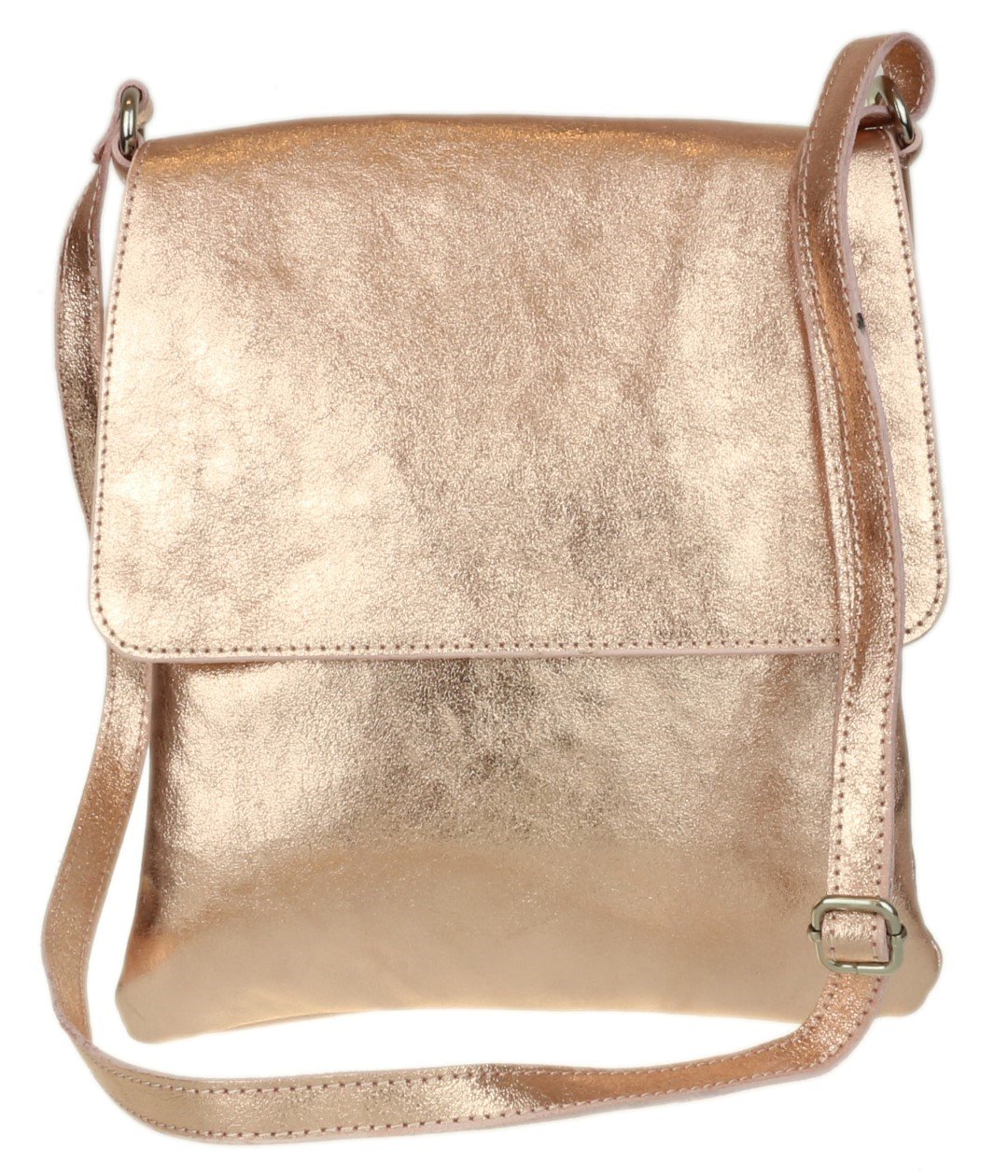 Girly Handbags Womens Crossbody Bag Small Shoulder Handbag with Adjustable Strap, Lightweight Everyday Travel Purse, Multi Pocket Ladies Bag(Metallic Champagne)