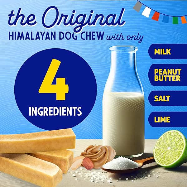 HIMALAYAN DOG CHEW ORIGINAL YAK CHEESE CHEW, PEANUT BUTTER, 1 LARGE STICK, 3.3 OZ, GLUTEN FREE, HEALTHY TREATS, GRAIN & LACTOSE FREE 100% NATURAL, LONG LASTING CHEWS FOR S UNDER 55 LBS