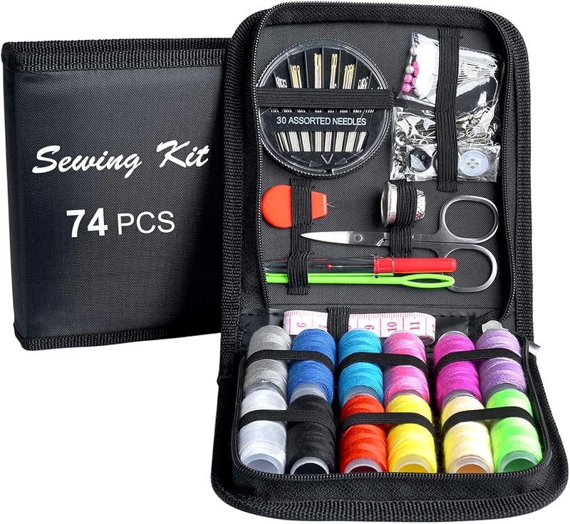 Acptall Sewing Kit 74 Pcs with Carrying Case Portable Travel Beginner DIY