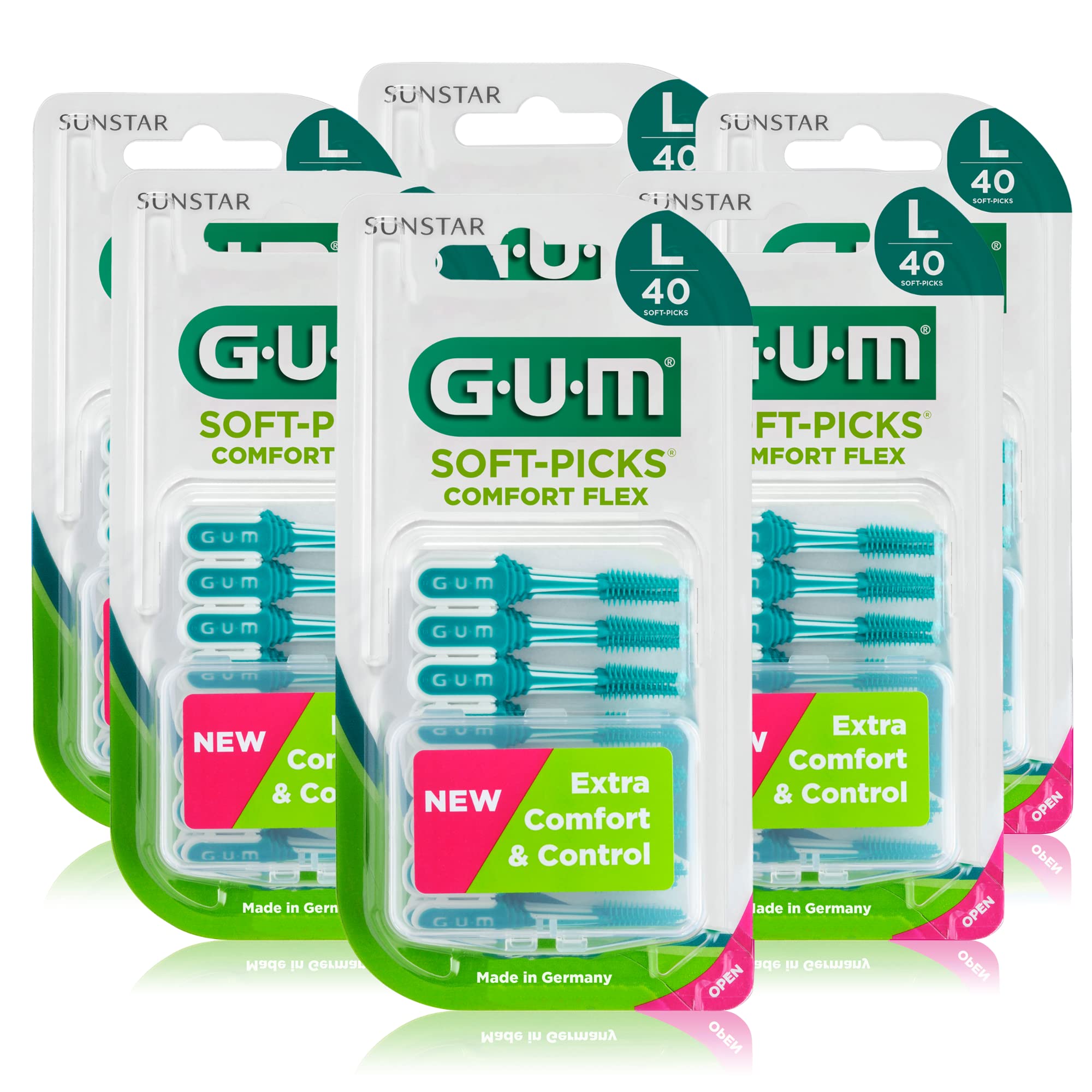 GUM Soft-Picks Comfort Flex Interdental Cleaners | Cleaning Between Teeth and Plaque Removal | Wide Grip and Flexible Neck (L - [3x40])