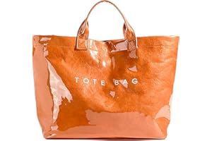 URAWOW Paper Tote Bags with PVC Surface for Women Top-handle Bag Vintage Clear Purses Handbag Satchel