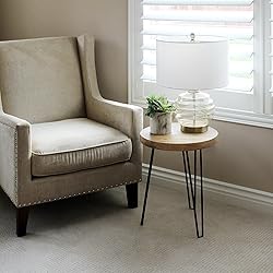 WELLAND Rustic Old Elm Wood Round End Table with